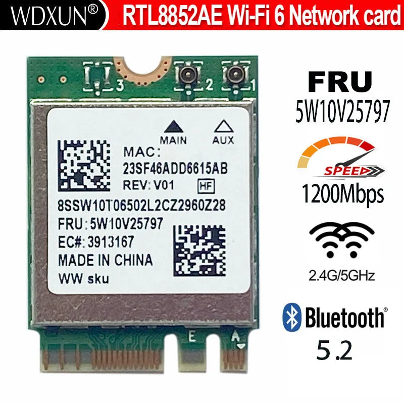 WiFi 6 RTL8852AE NGFF Wireless Card BT5.2 for Lenovo Laptops