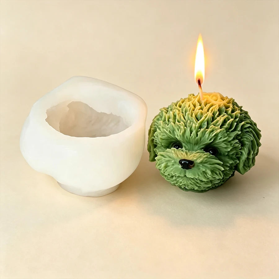 Teddy Dog Head Silicone Mold – DIY Candle Soap Craft Mould