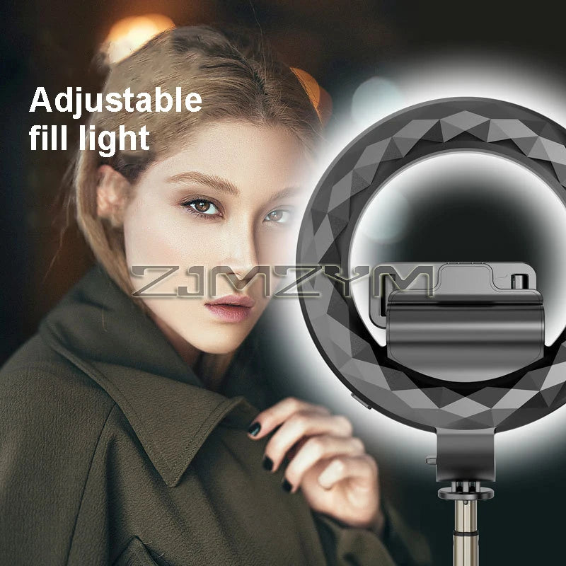 Selfie Stick Tripod with Bluetooth Remote & Ring Light