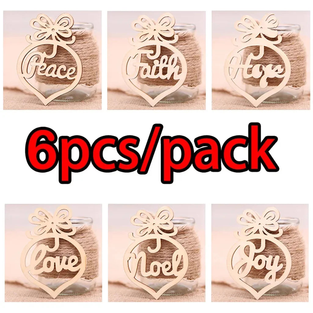 6-Pack Wooden Christmas Pendant Ornaments – DIY Holiday Decor