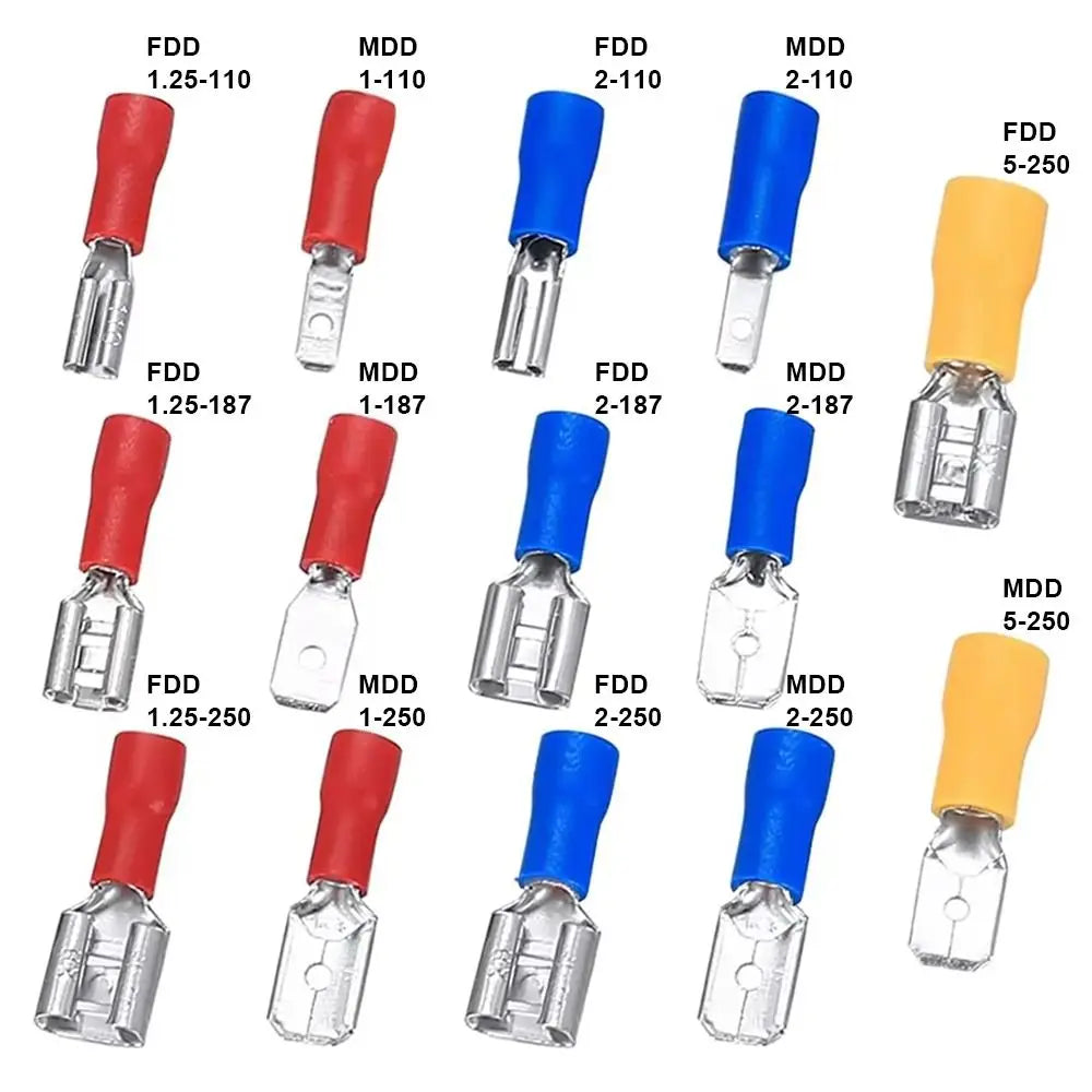 50-Pack Insulated Crimp Spade Terminal Connectors 2.8/4.8/6.3mm