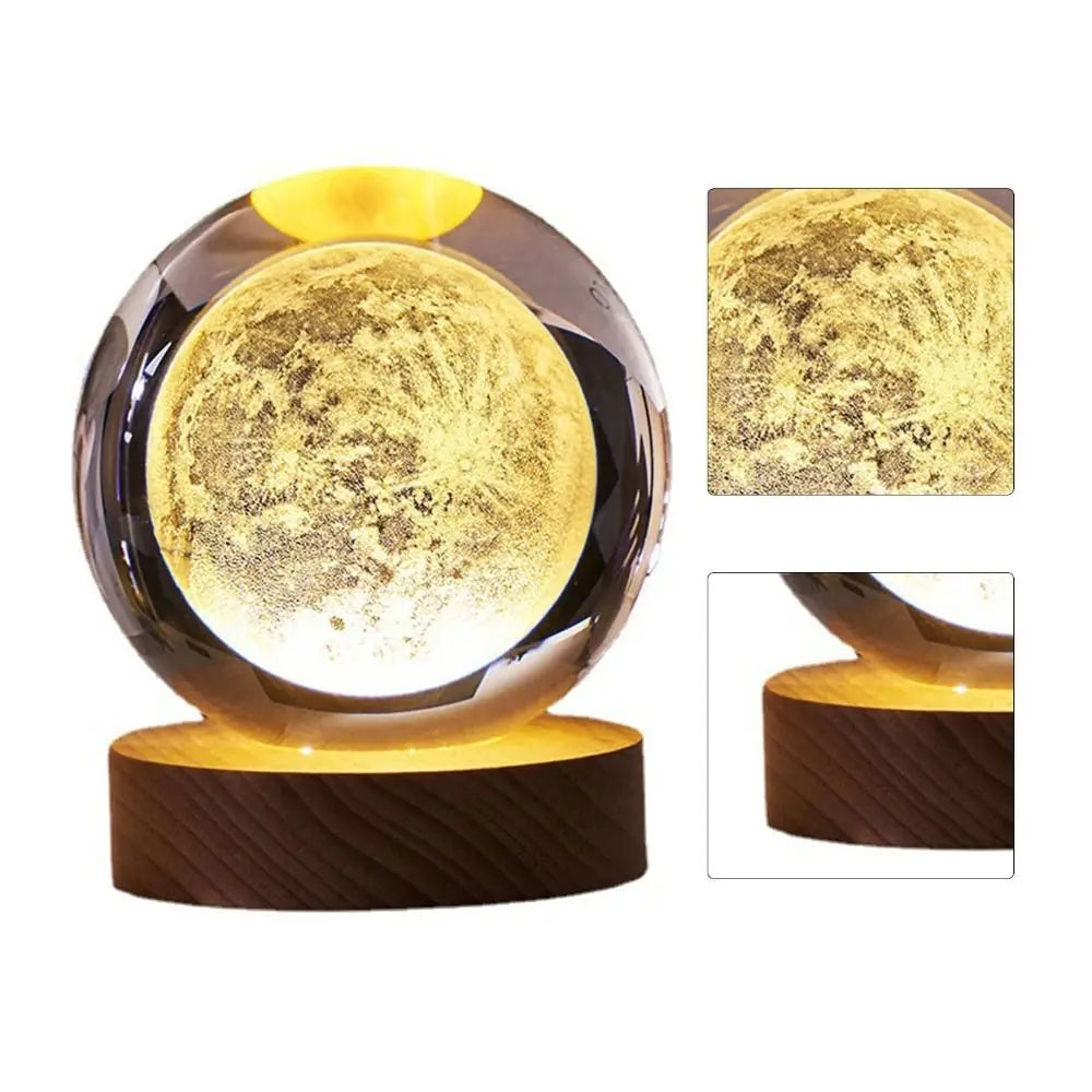 Moon Crystal Ball Night Light – 3D Engraved USB LED Lamp