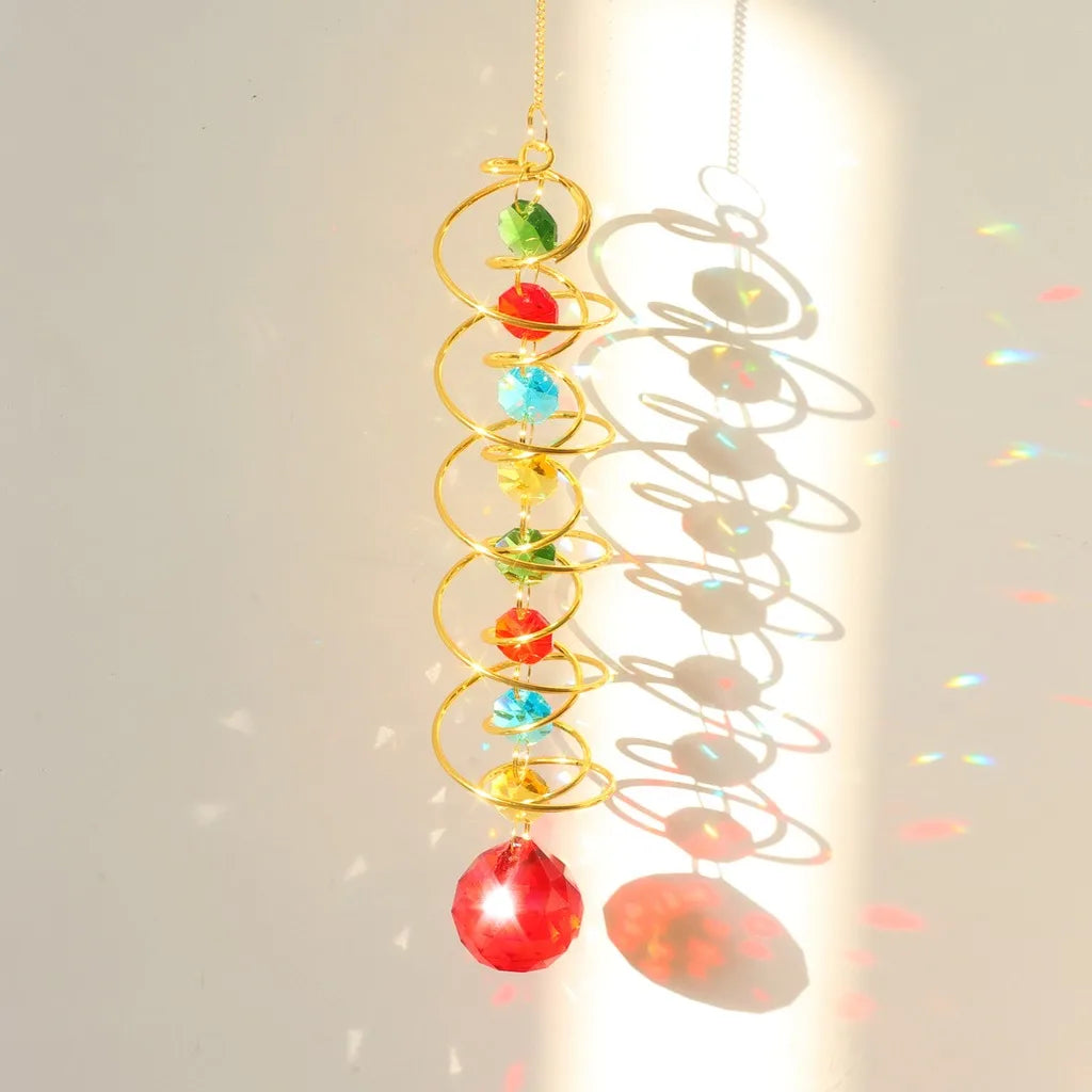 Crystal Spiral Sun Catcher – Rainbow Light Wind Spinner Decor