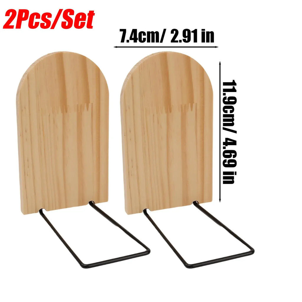Bamboo & Metal Bookends – Non-Slip Heavy-Duty Pair