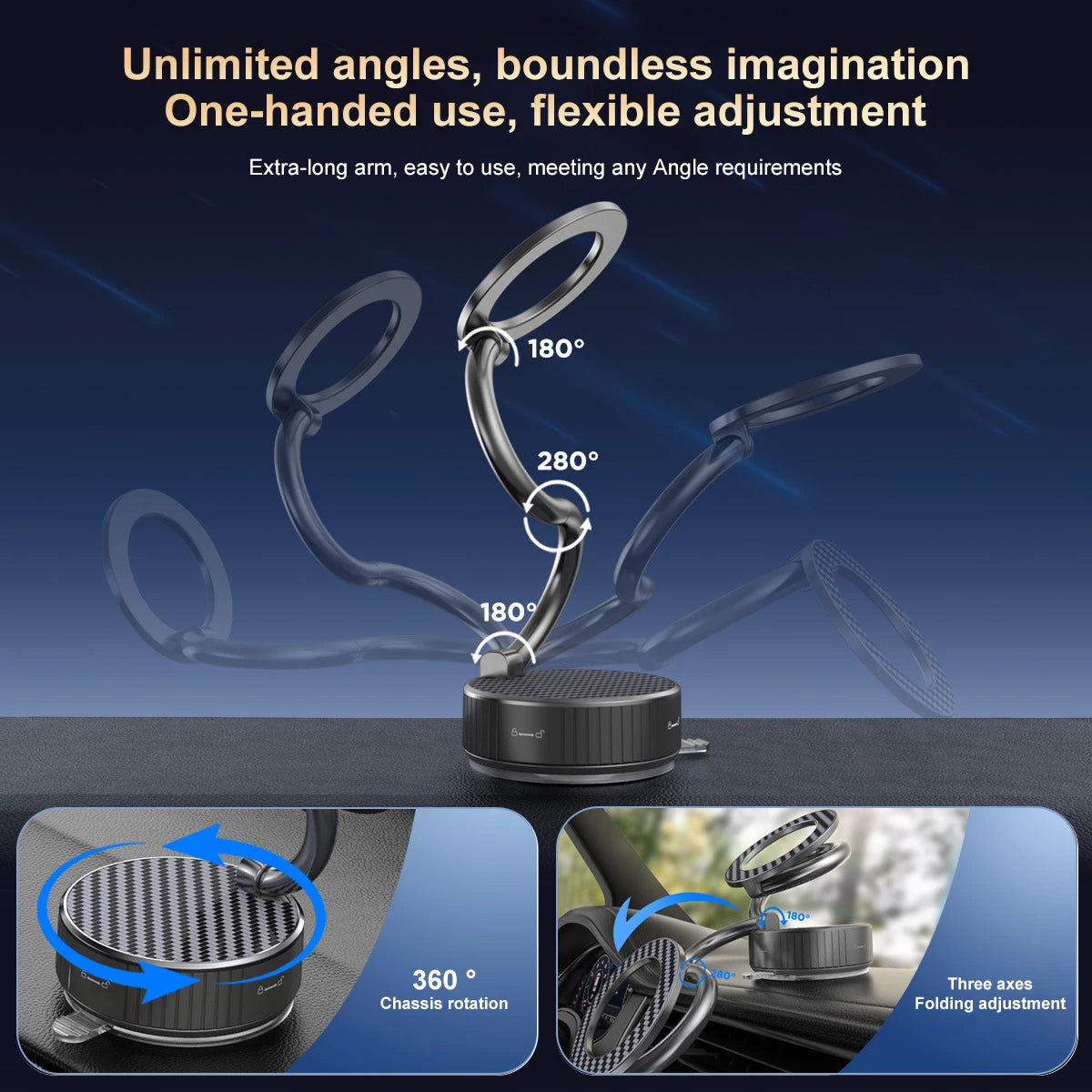 MagSafe Magnetic Car Phone Mount – 360° Suction Cup Holder