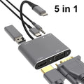 OULLX 5-in-1 USB-C Hub | 4K HDMI, VGA, USB 3.0 & PD Adapter