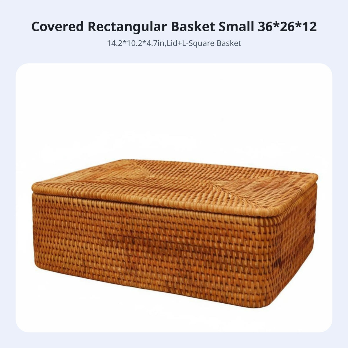Rectangular Wicker Storage Box with Lid & Handles | Rustic