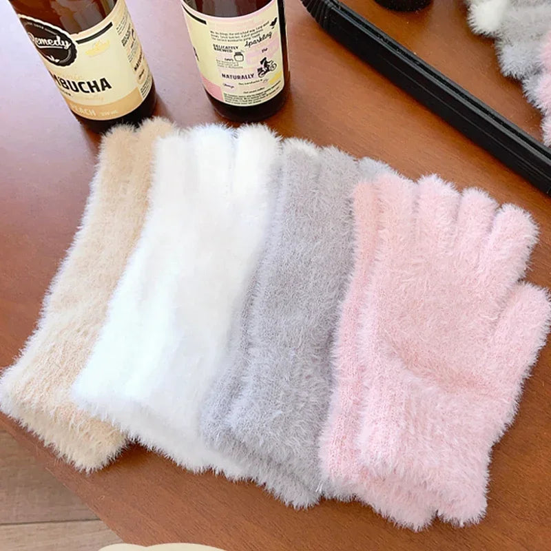 Women's Winter Warm Plush Velvet Gloves – Windproof Knit