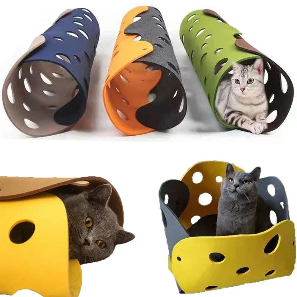 Modular Felt Cat Tunnel – Collapsible Interactive Kitten Play House
