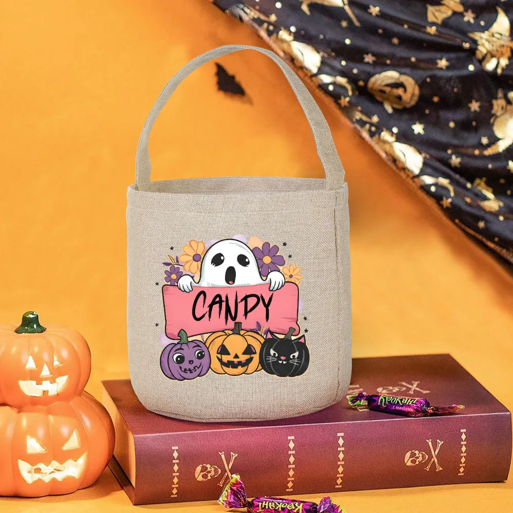 Personalized Halloween Candy Tote Bag – Custom Pumpkin Design