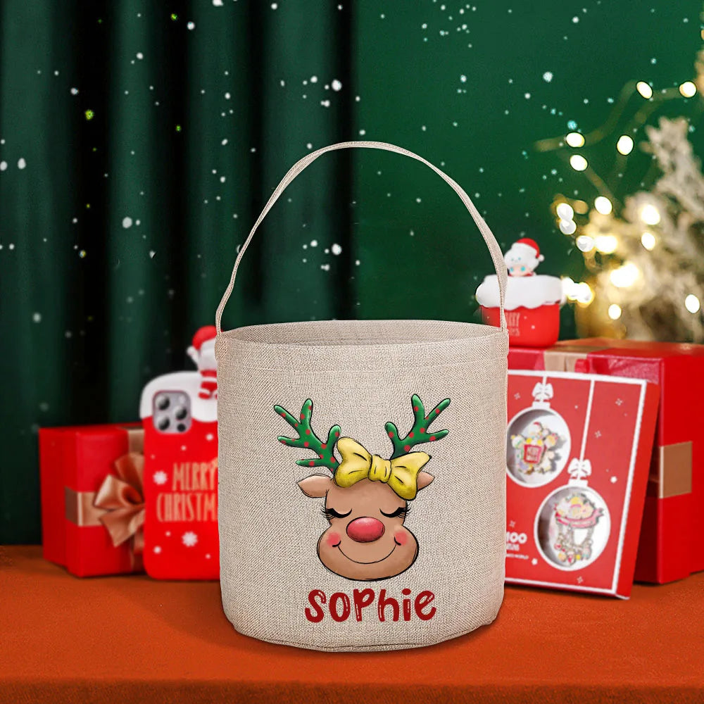 Personalized Deer Christmas Sack Bag | Custom Kids Xmas Gift