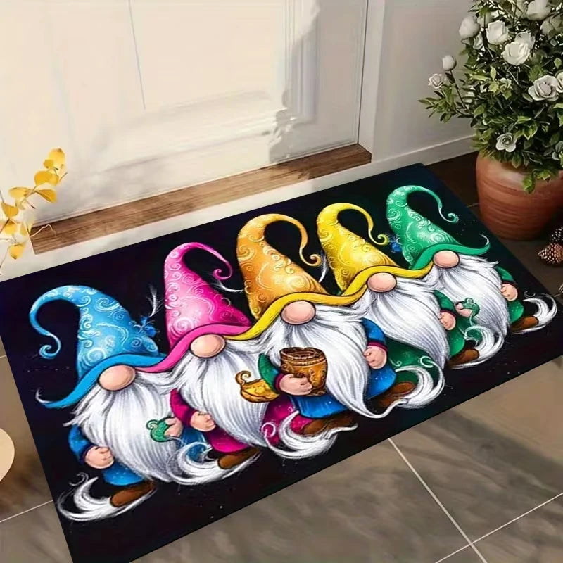 Festive Gnome Door Mat – Non-Slip Machine Washable Rug