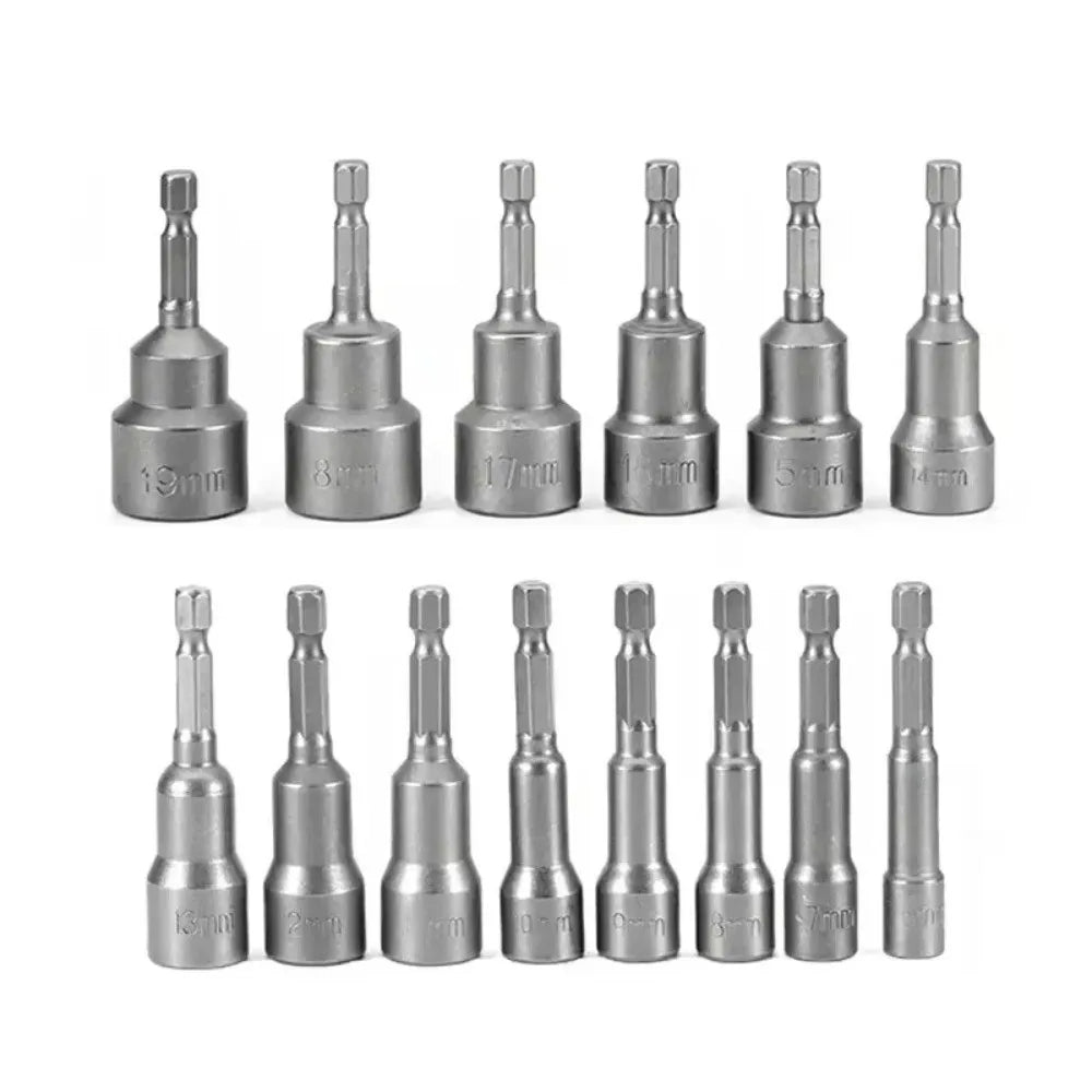 Magnetic Impact Socket Set 6–19mm | 1/4" Hex Shank Bolt Driver