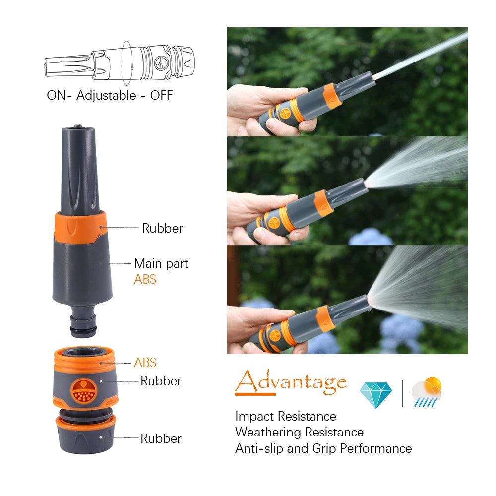 Quick Connect Garden Hose Nozzle Set 3/8" 1/2" 3/4"