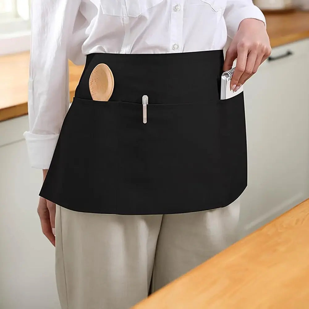 Unisex 3-Pocket Half Waist Chef Apron | Polyester Canvas
