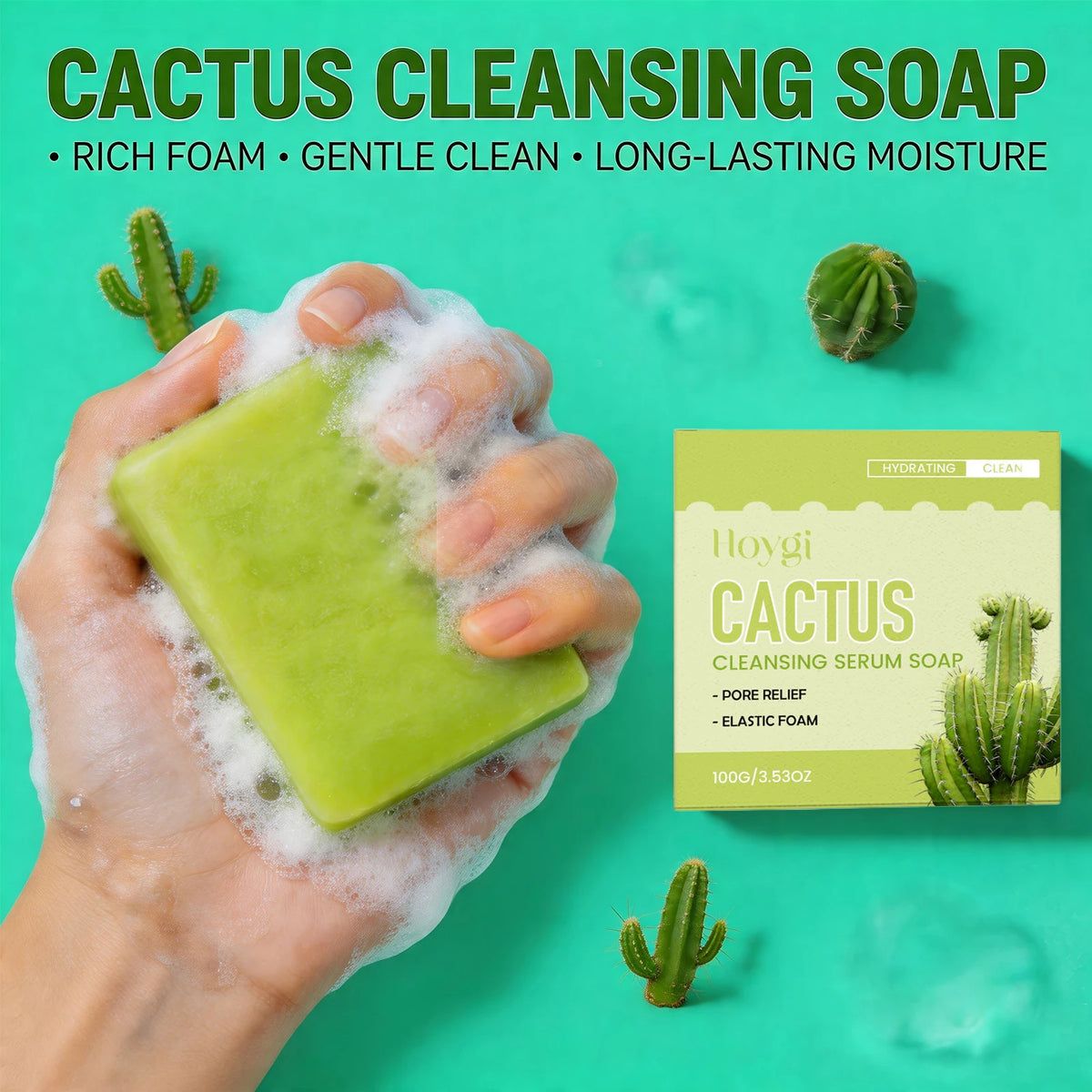 Kojic Acid & Cactus Brightening Soap – Even Skin Tone Cleanser
