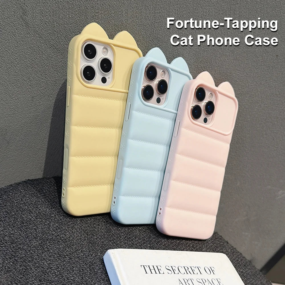 3D Cat Ear iPhone Case – Shockproof Silicone Cover