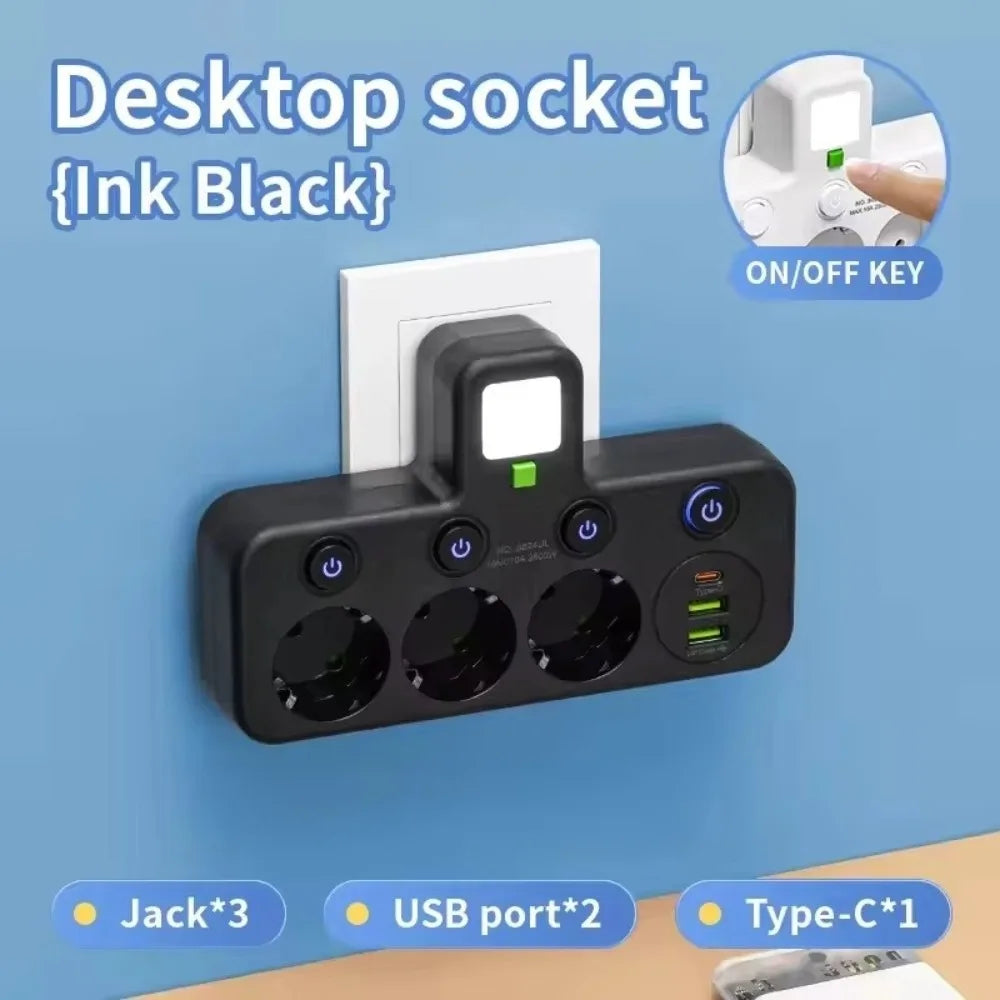 EU Wall Socket 2–5 Plugs with USB Type-C Ports | 2500W