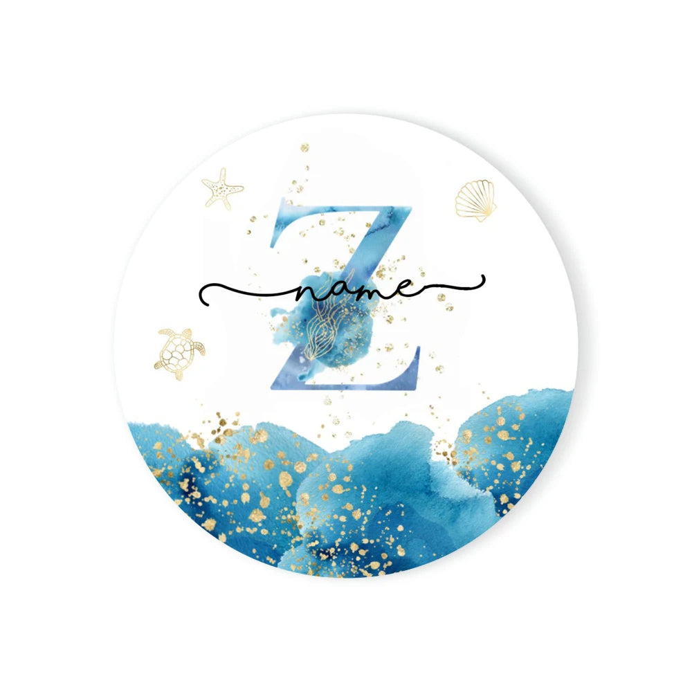 Personalized Ceramic Coaster – Custom Name & Ocean Design Gift