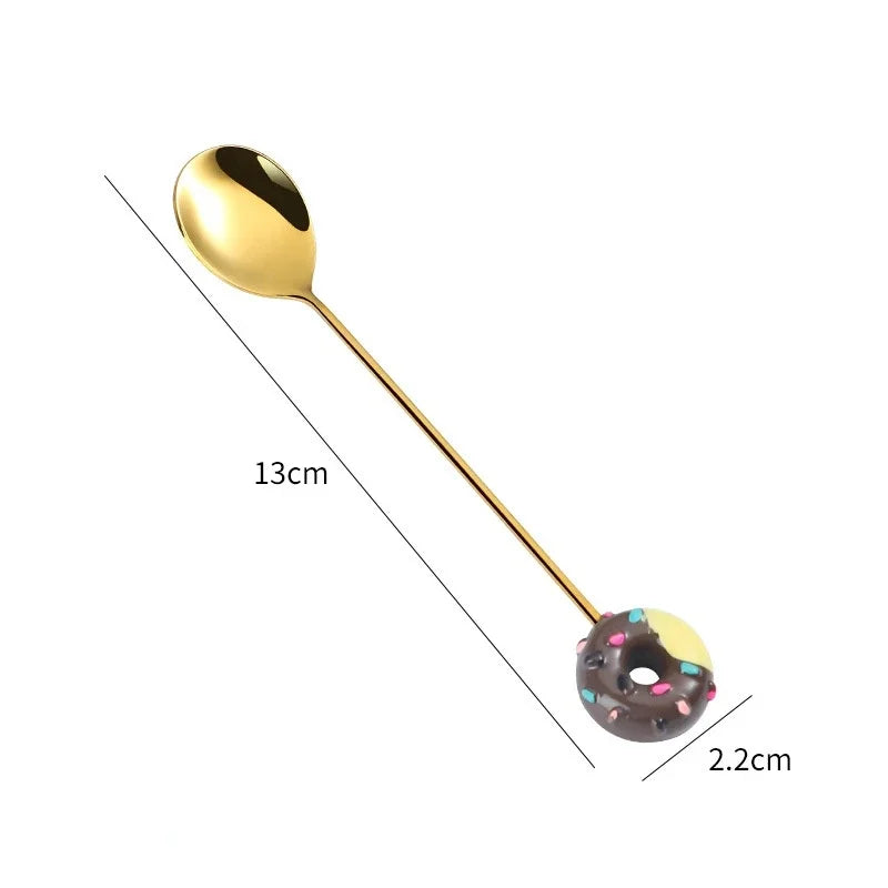 Stainless Steel Donut Cartoon Dessert Spoon & Fork