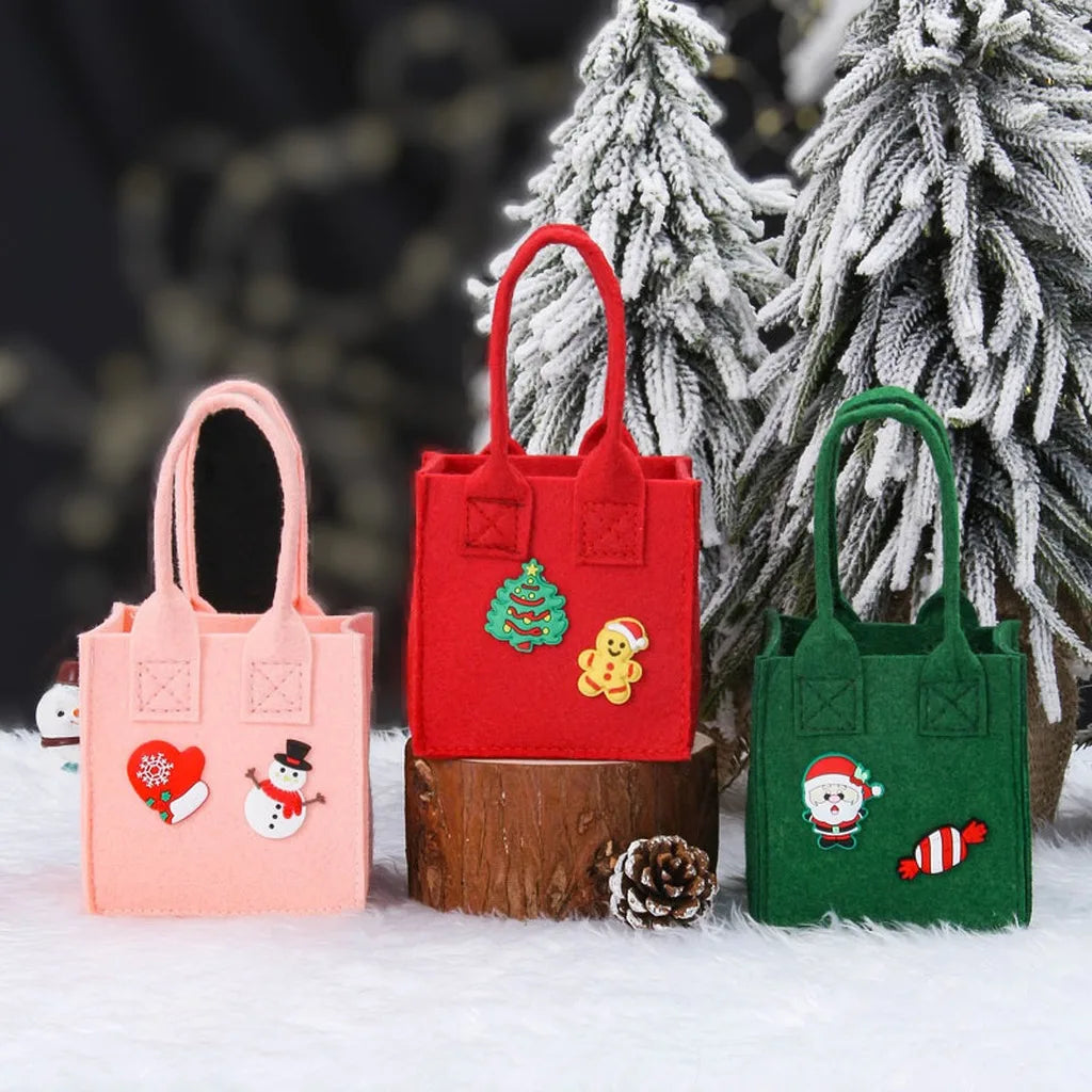 Christmas Non-Woven Felt Gift Bag with Cartoon Stickers