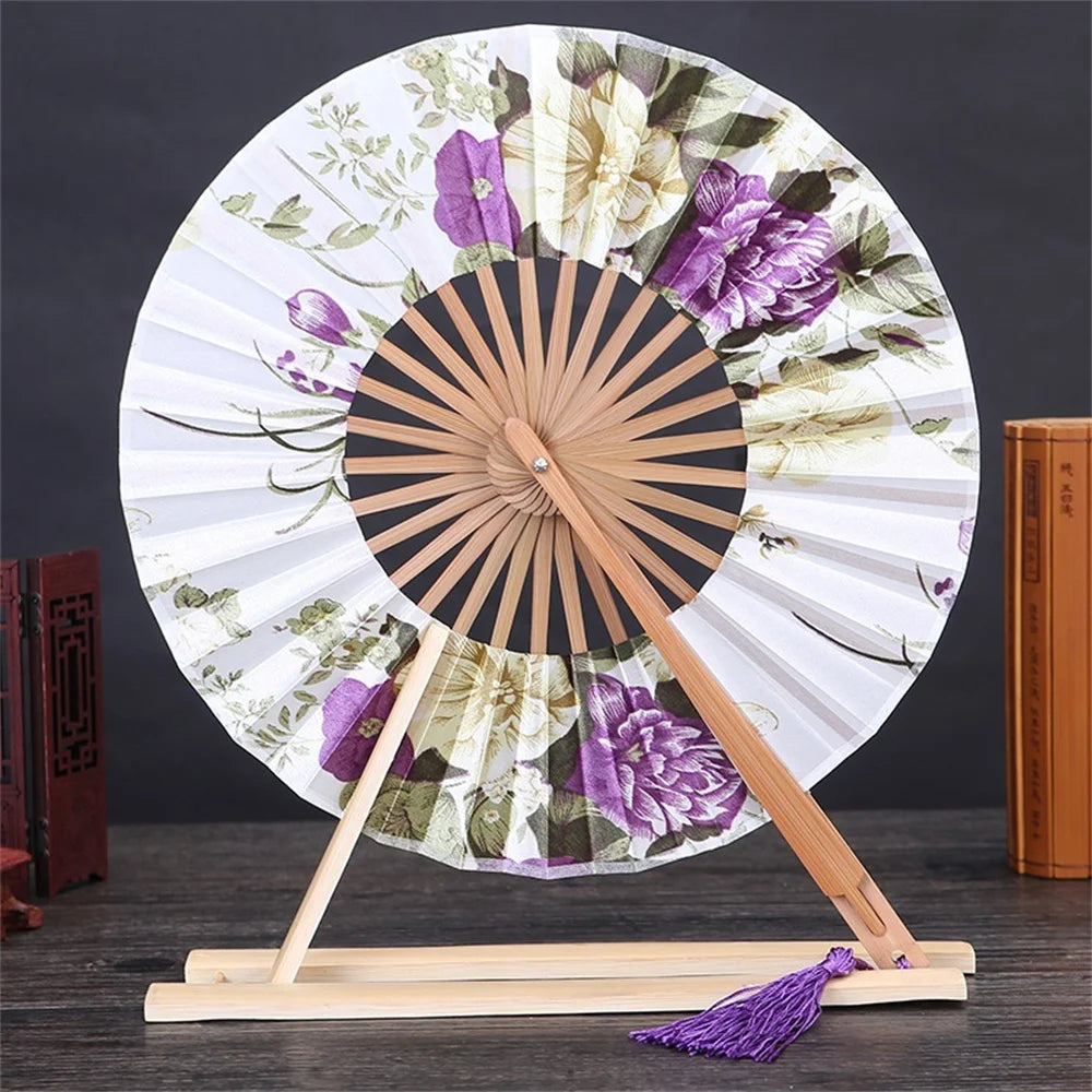 Round Bamboo Folding Fan – Chinese Style Tassel | Party Gift