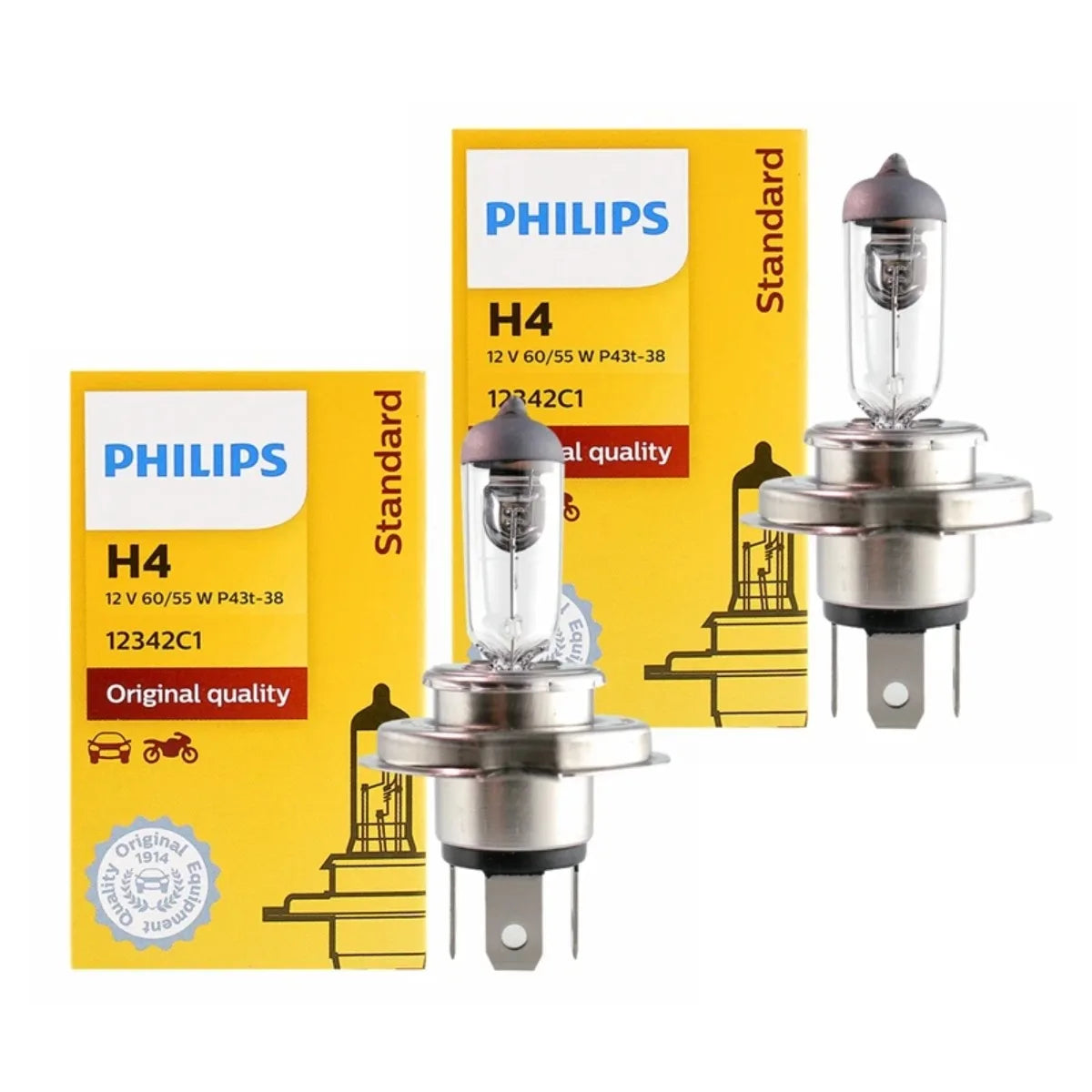 Philips Vision H4 12V 60/55W Halogen Headlight Bulb 3200K
