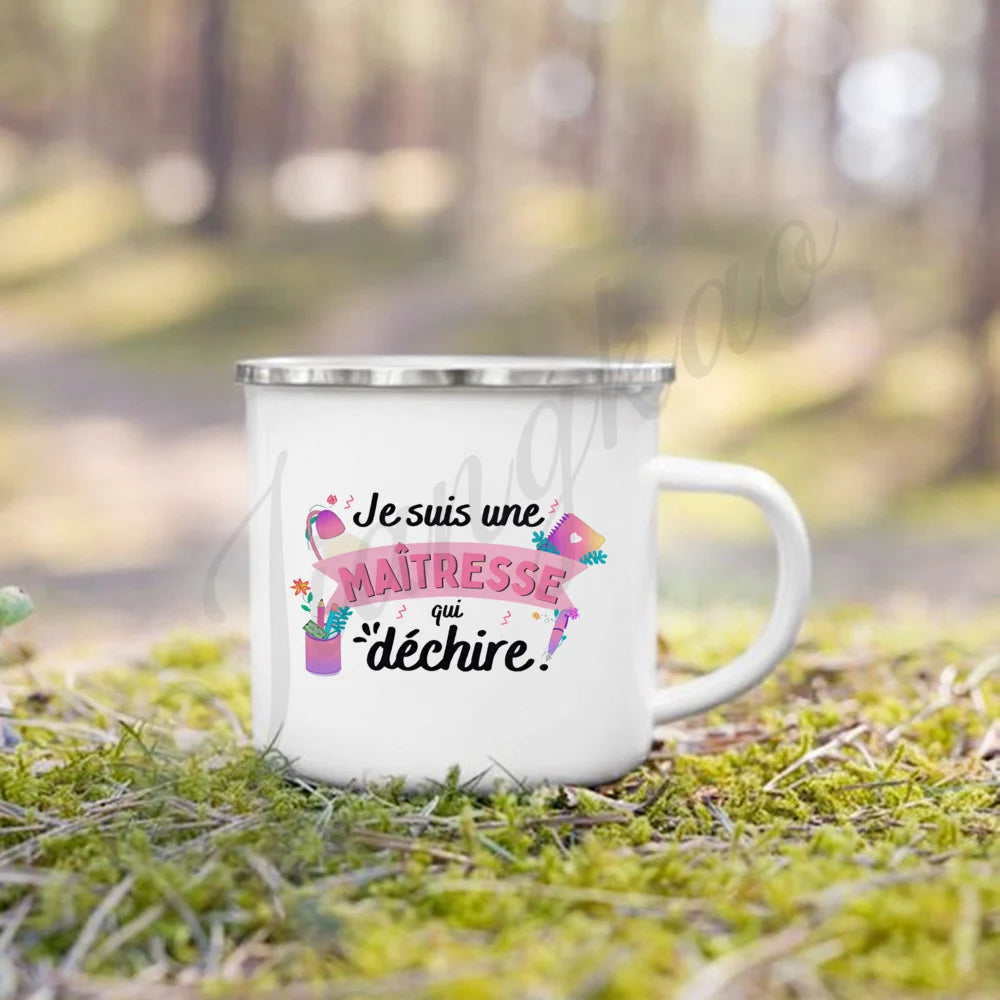 Vacation Print Enamel Coffee Mug | Teacher's Day Gift