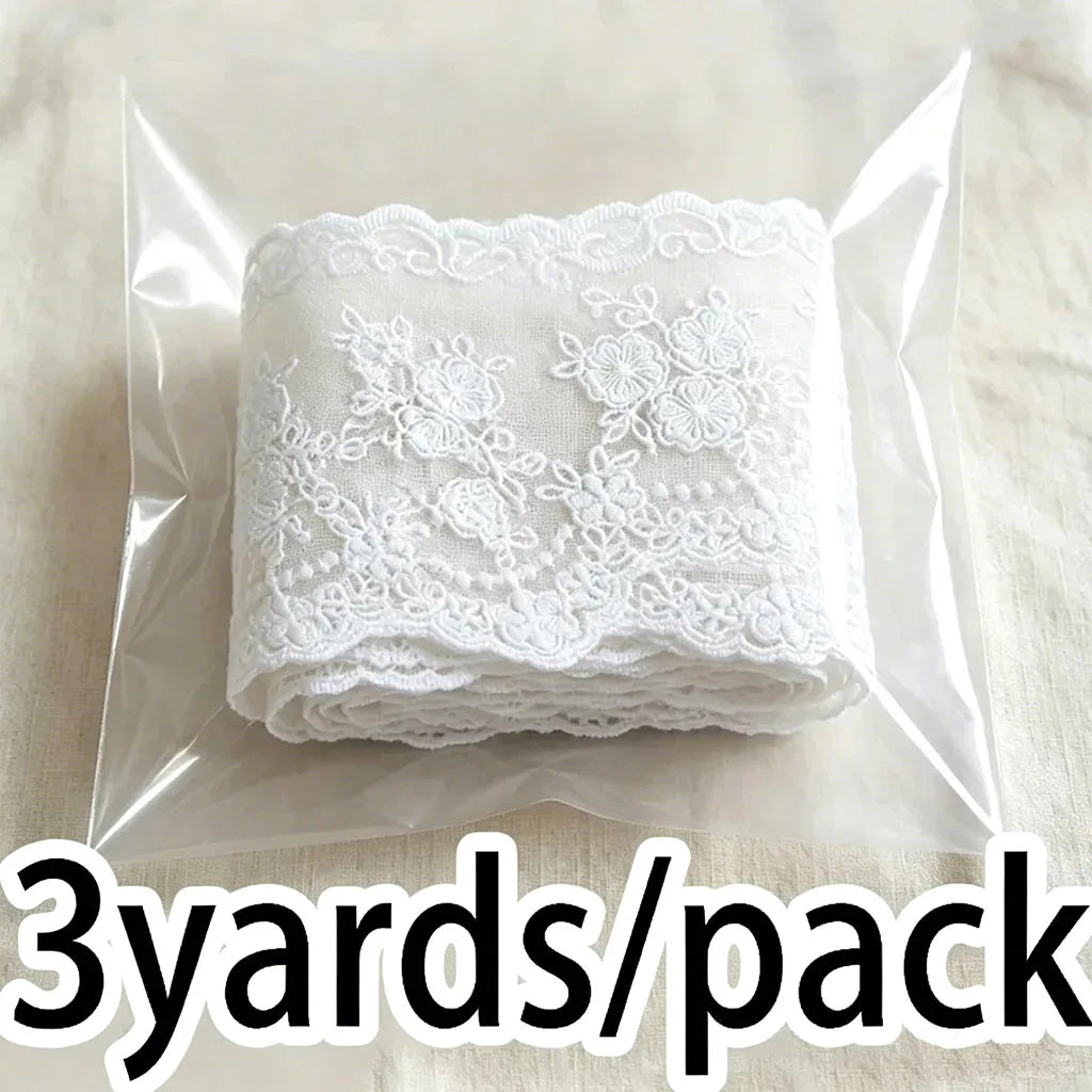 Embroidered Bow Mesh Lace Trim 4cm – 3 Yards/Roll