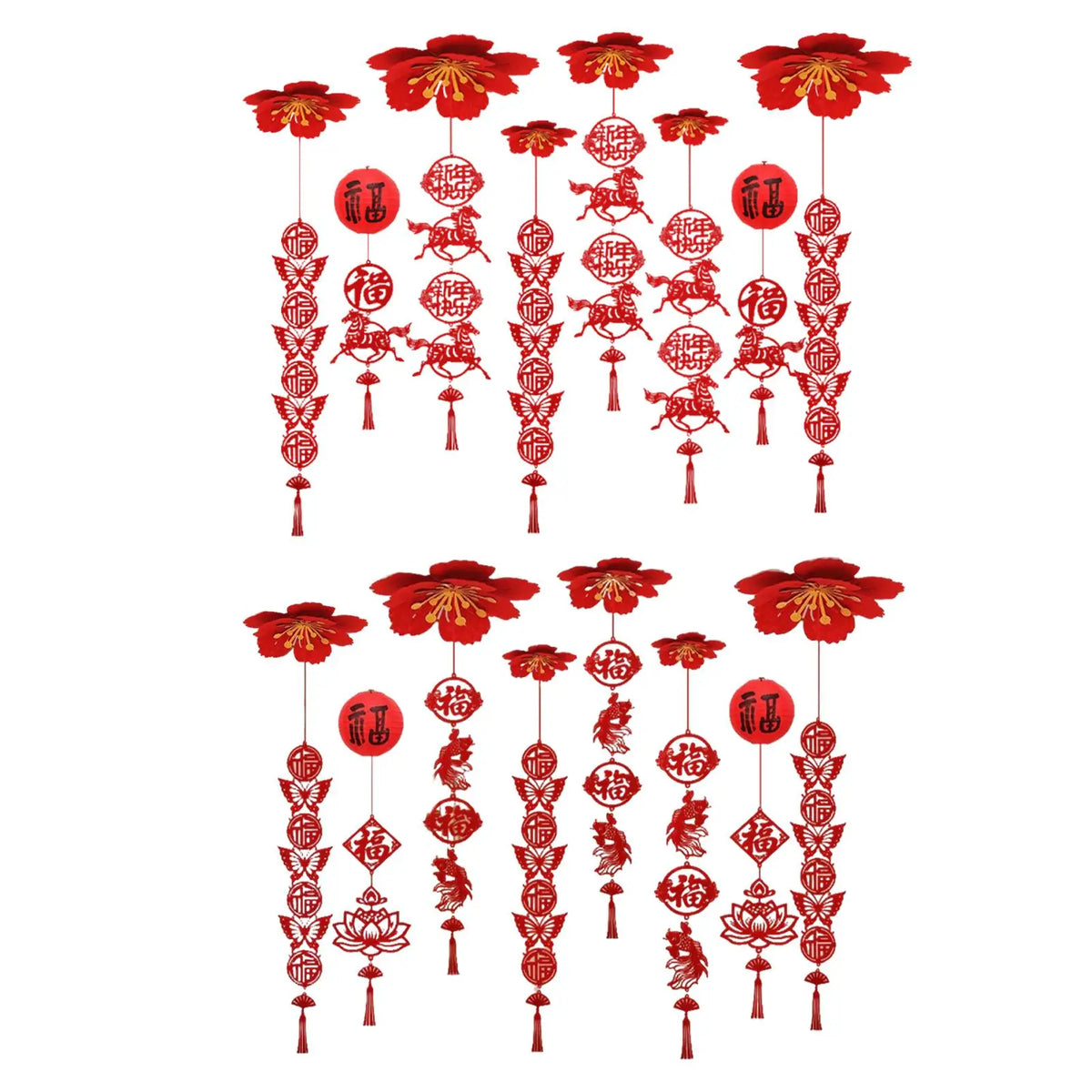 Red Felt Chinese New Year Ceiling Pendant & Tassel Ornament