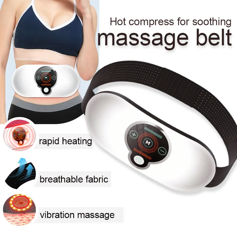 Vibration Heat Massage Waist Belt | 5 Pulse Modes, Rechargeable