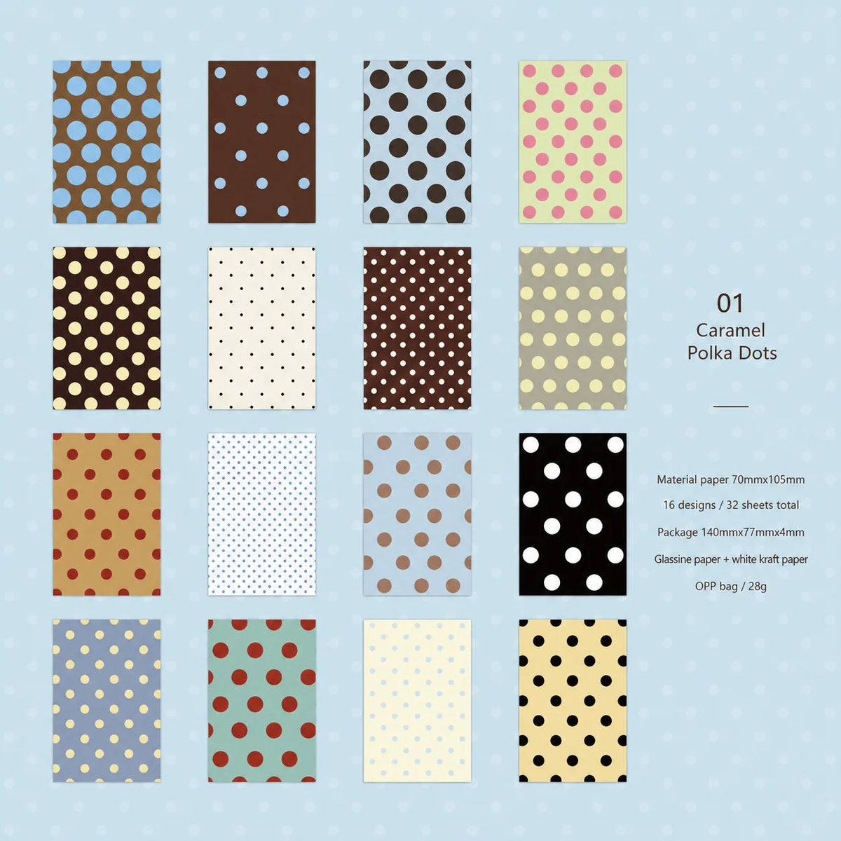 Vintage Polka Dot Scrapbook Paper Set – 32 Sheets Vellum & Kraft