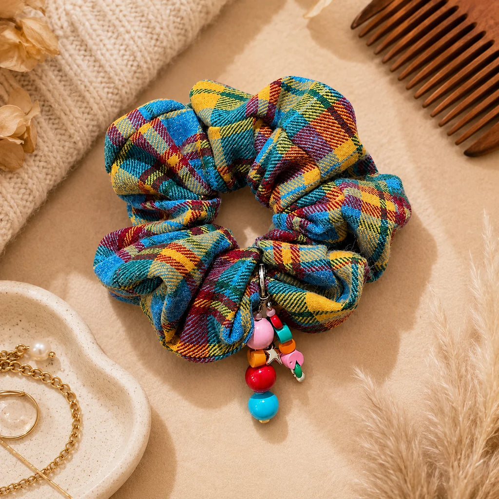 Rainbow Grid Hair Hoop – High Ponytail Headband for Women