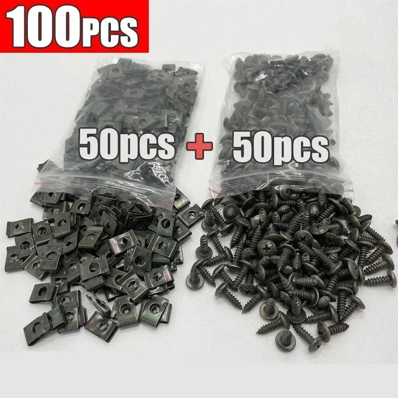 U-Type Metal Bumper Splash Shield Clips for Cars & Motorcycles