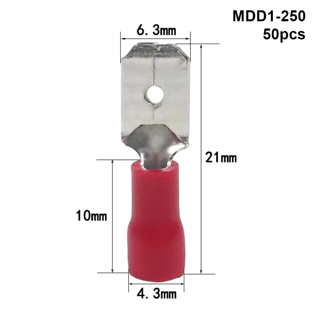 50-Pack Insulated Crimp Spade Terminal Connectors 2.8/4.8/6.3mm