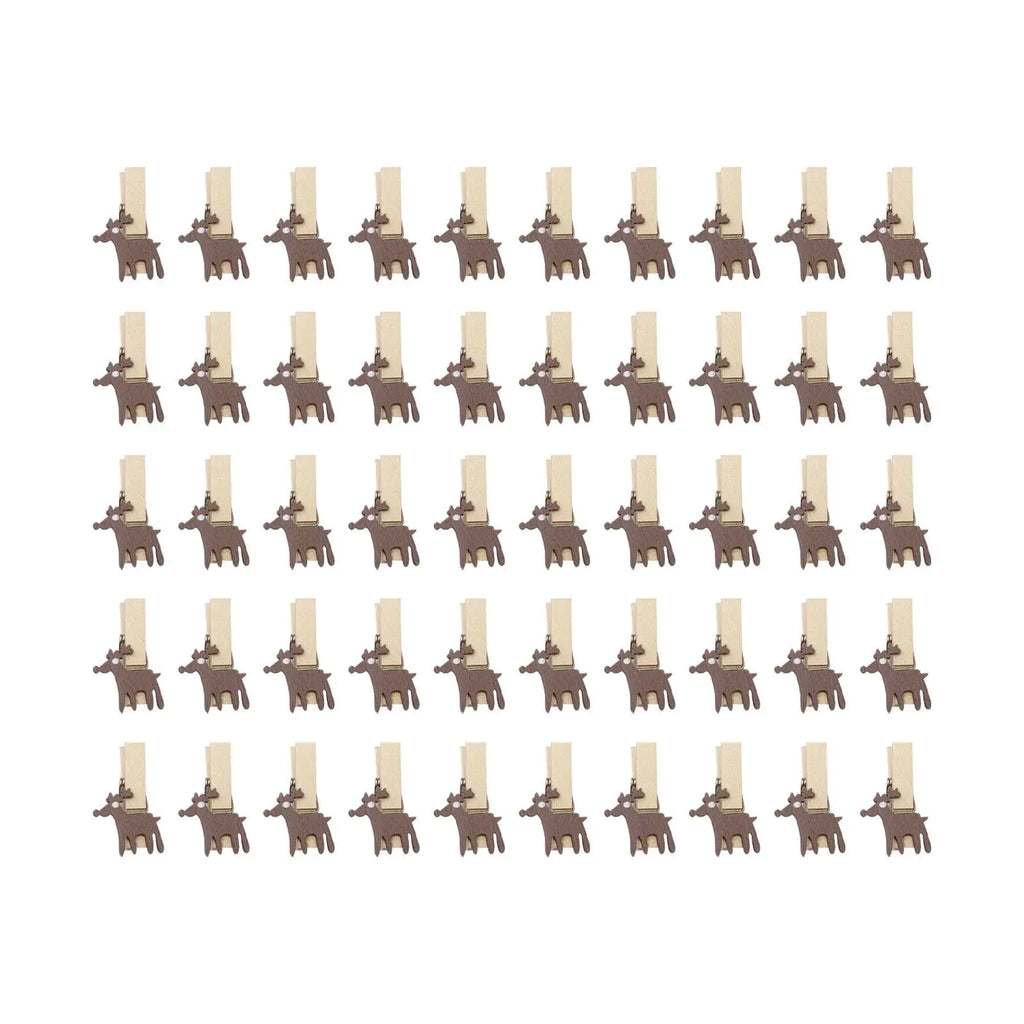 50-Piece Christmas Wooden Clips – DIY Holiday Craft Pins