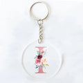 Monogram Acrylic Keychain – Floral Initial Circle Keyring Gift