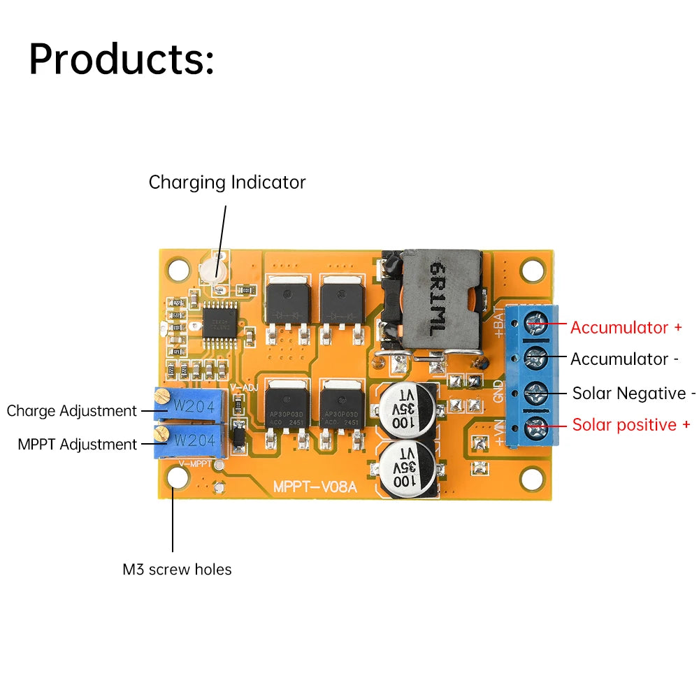 100W MPPT Solar Charge Controller 5A DC 8-28V | 9V 12V 24V