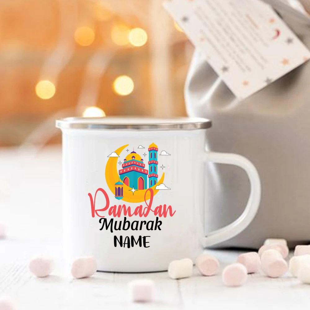 Personalised Ramadan Kareem Enamel Mug | Custom Name Eid Gift