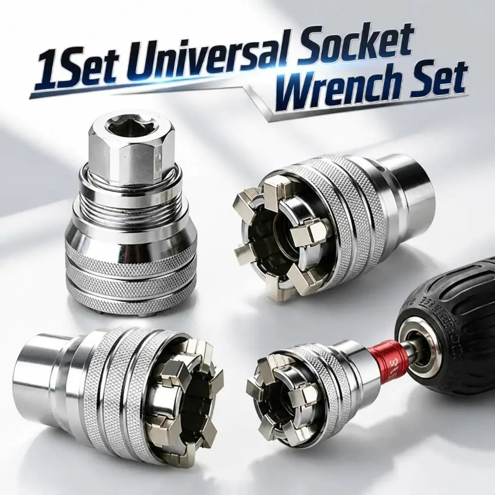 Universal Socket Wrench Set 10–19mm | 3/8" Drill Adapter