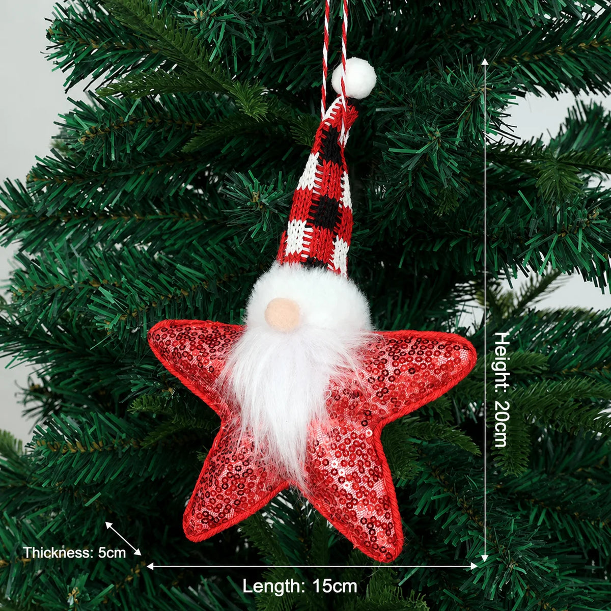 Star Gnome Christmas Ornament – Sequin Plush Hanging Décor