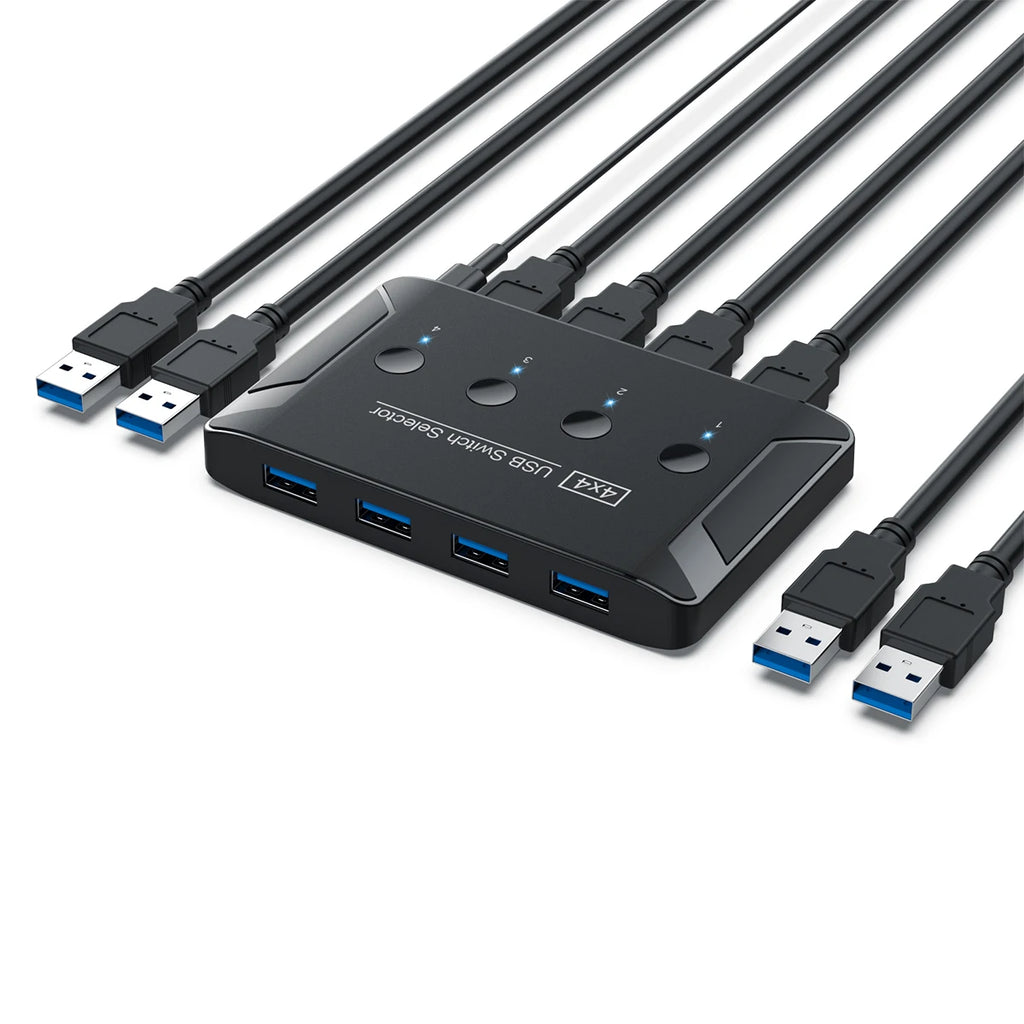 OULLX 4x4 KVM Switch USB 3.0/2.0 – 4 Port Sharing Hub