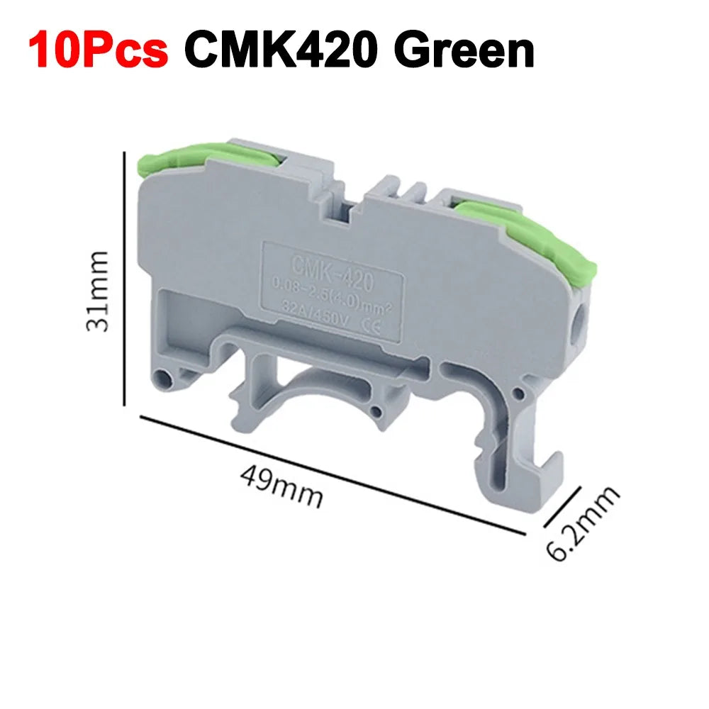 CMK420 DIN Rail Terminal Block 450V 32A 4mm² Lever Type 10-Pack