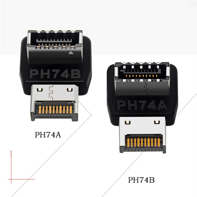 USB 3.1 Type E to Type C 90° Angled Front Panel Adapter