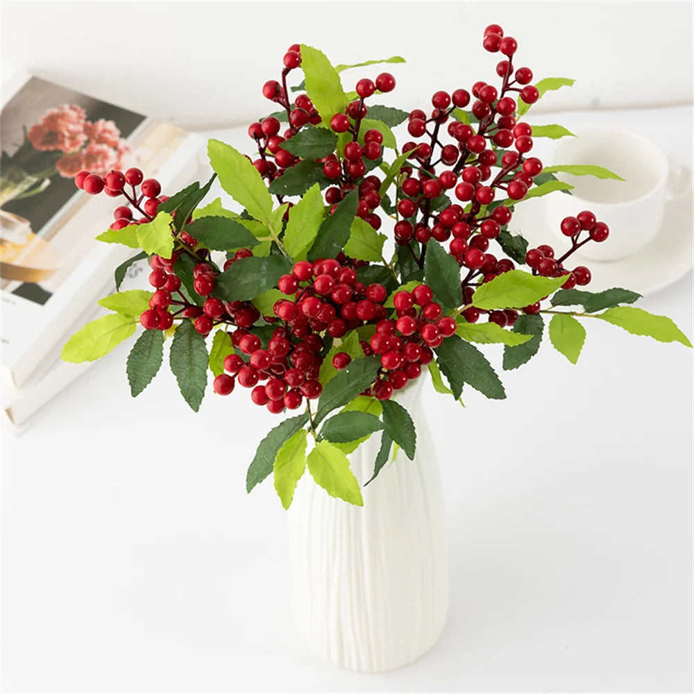 Red Artificial Berry Picks for Christmas Tree & Holiday Décor