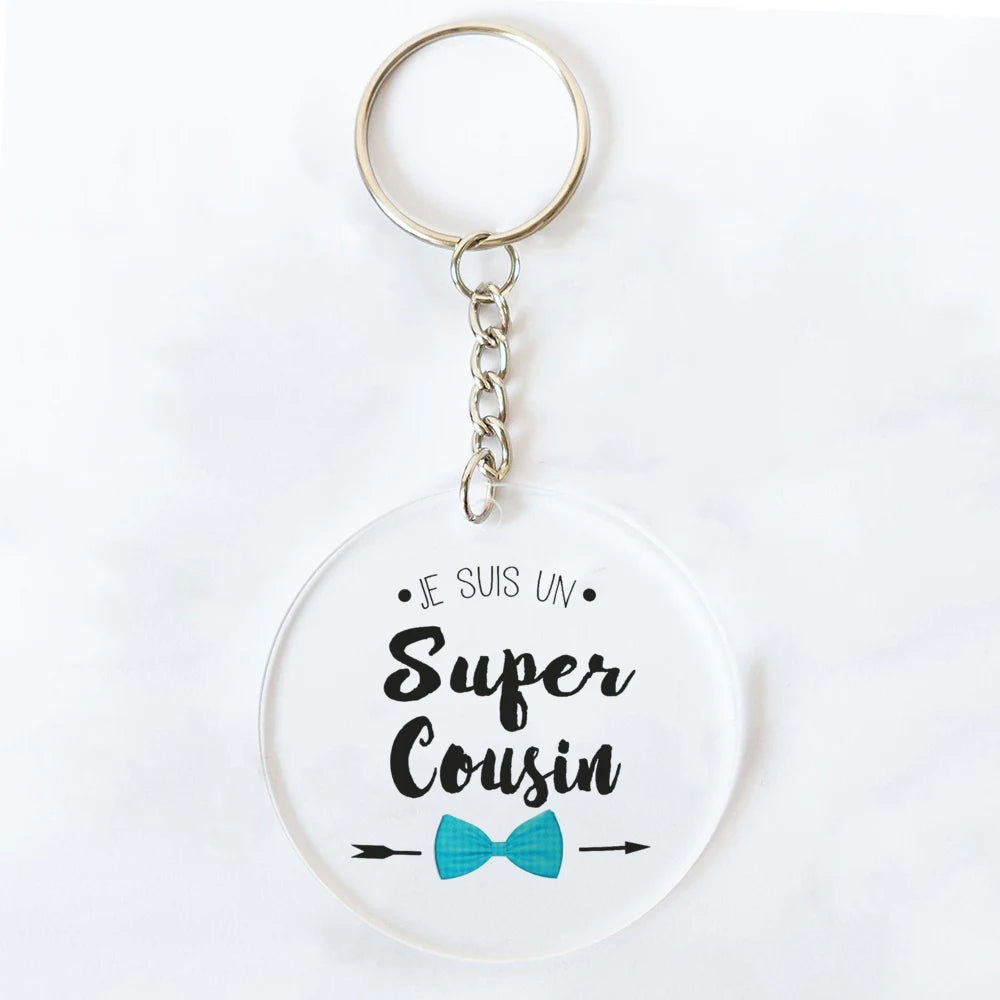 "I Am Perfect Cousin" French Print Acrylic Keychain Gift