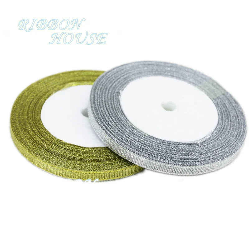 5-Pack 6mm Gold & Silver Polyester Ribbon – Christmas Wrap