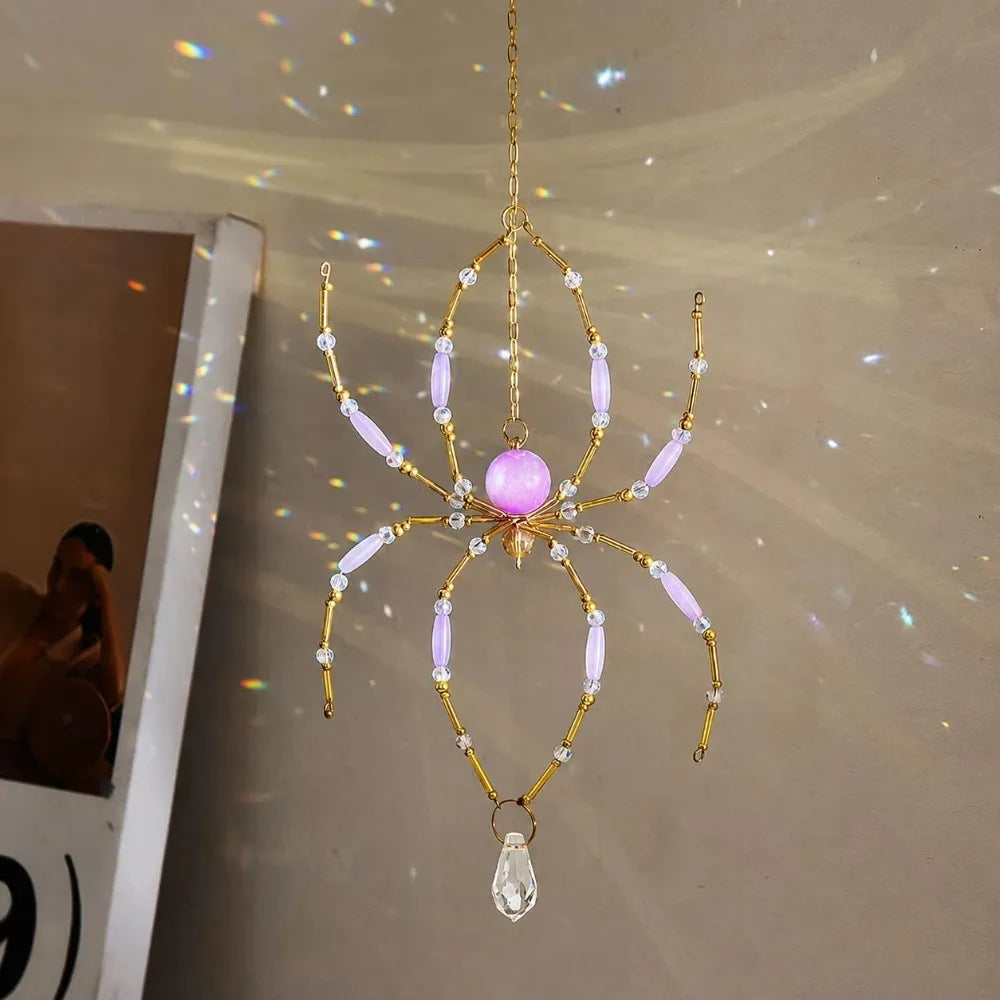 Pink Crystal Spider Sun Catcher – Window Rainbow Prism