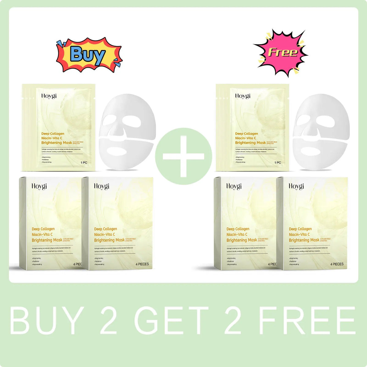 Hoygi Vitamin C Sheet Mask – Brightening & Hydrating 4-Pack
