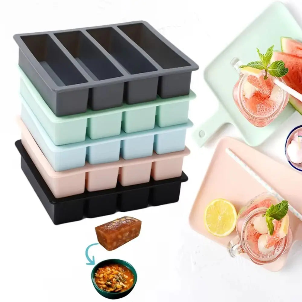 4-Grid Silicone Food Freezer Molds with Lids – Extra Large
